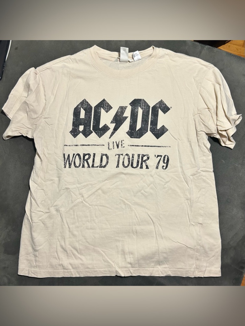 AC/DC Cream T-Shirt with Black Graphic